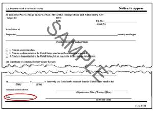 Sample of Notice to Appear